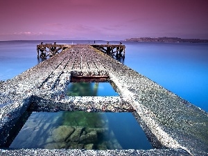 damaged, pier, sea