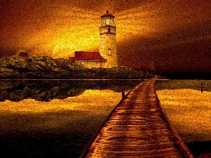 pier, sea, Lighthouse, maritime