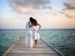 pier, sea, Love, Steam