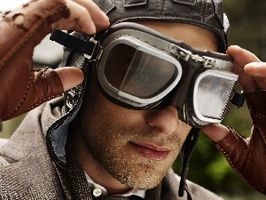 pilot, goggles, a man, model