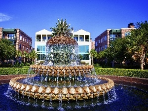 pineapple, Shape, fountain, buildings, ##