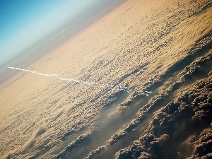 clouds, plane, Sky
