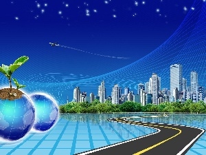 plane, buildings, graphics, globe