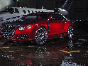 plane, Continental, Red, Hangar, Bentley