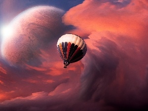 clouds, Planet, Balloon