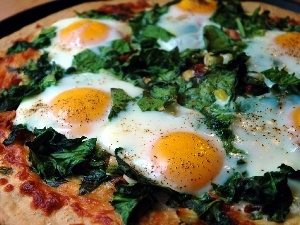 eggs, planted, pizza