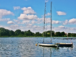 Yacht, Platform, lake