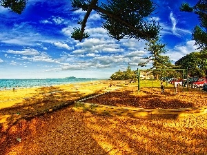 playground, square, sea, Beaches