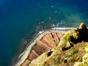 plots, cultivated, mountains, sea