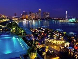 Pool, City at Night, Restaurants