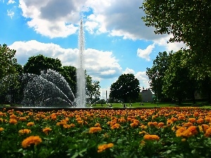 Poznan, Opera, fountain, before