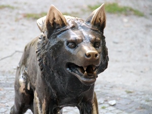 Pozna?, old Zoo, Wolf, sculpture