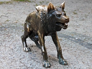 Pozna?, old Zoo, Wolf, sculpture