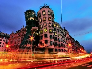 Prague, Street, curves, Houses