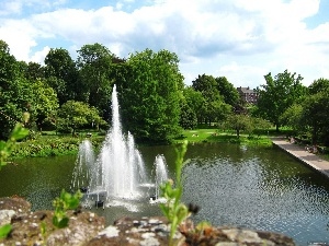 fountain, promenade, Park