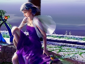 purple, girl, ##, graphics, dress, Kagaya