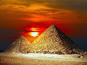 sun, Pyramids, west