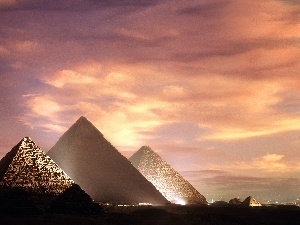sun, Pyramids, west