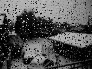 Glass, Rain, drops