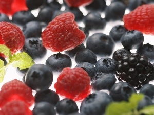 raspberries, blueberries