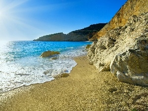 rays, Coast, sea, sun, Beaches