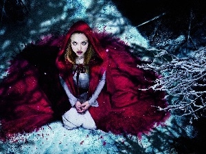 Red hood, snow, Amanda Seyfried