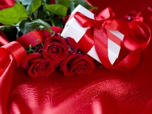 red hot, bow, roses