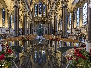 reflection, interior, Church, chair