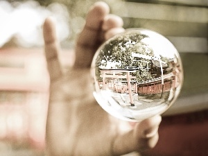 reflection, hand, clear, Orb