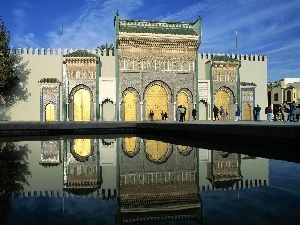 fountain, reflection, palace