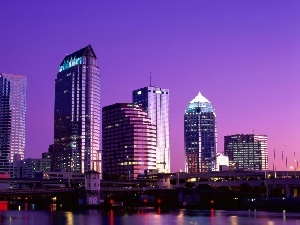 reflection, Gulf, Town, Mirror, skyscrapers