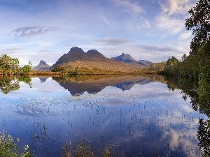 Mountains, reflection, lake