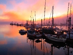 reflection, Sky, Yachts, Harbour