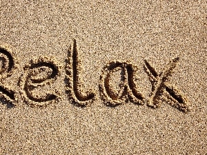 Sand, RELAX, text