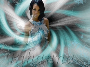 Rihanna, Waves, graphics, blue