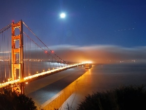 River, Cloud, bridge, light