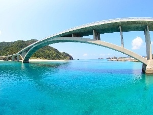 bridge, River, Japan