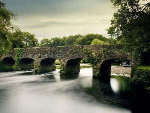 bridge, River, stone