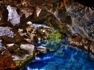 cave, River, rocks