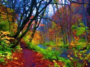 Stairs, River, Park