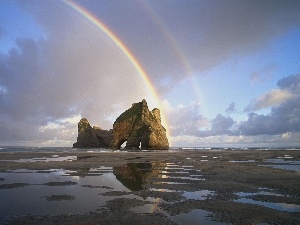 Rocks, sea, Great Rainbows
