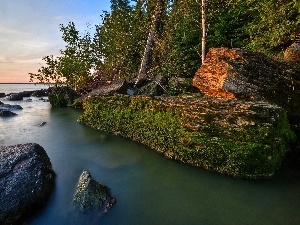 rocks, lake