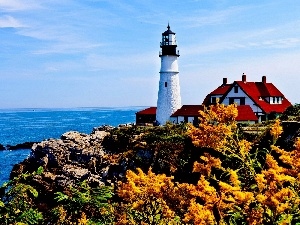 rocks, sea, Lighthouse, maritime