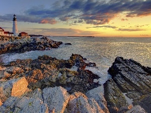 maritime, rocks, Lighthouse