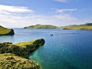 rocks, Baikal, Russia, lake