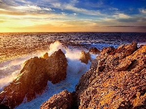 rocks, sea