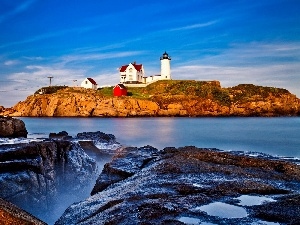 sea, rocks, Lighthouses