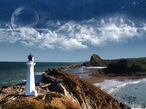 rocks, maritime, sea, Lighthouse