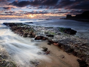 rocks, Sky, sea, clouds