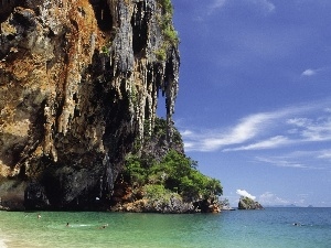 Rocks, Beaches, Thailand, stalactites, sea